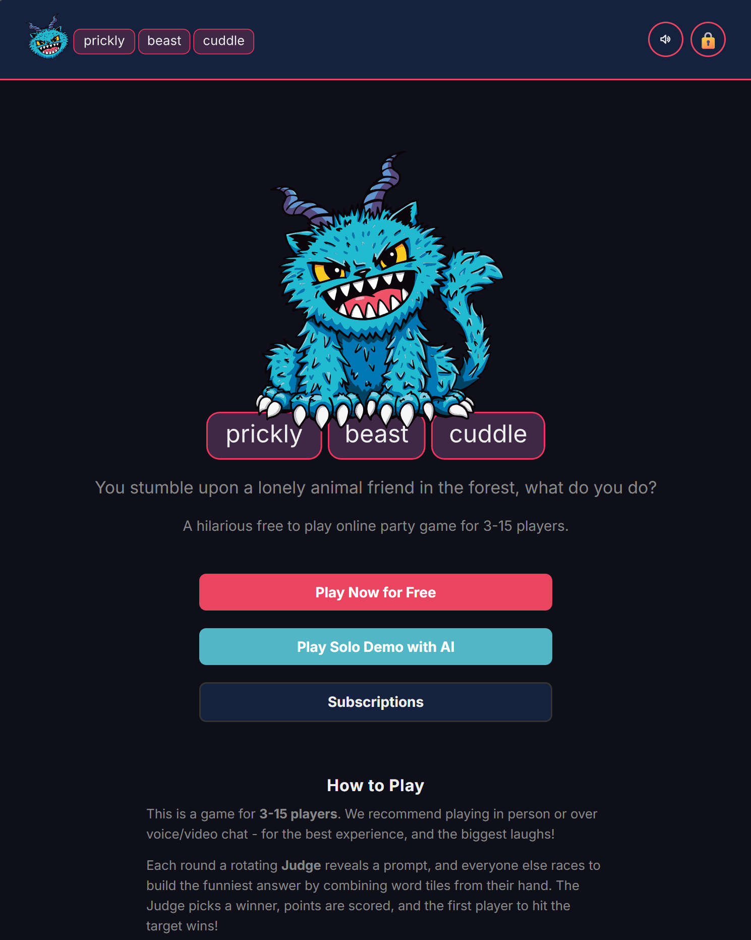 Prickly Beast Cuddle Home Page